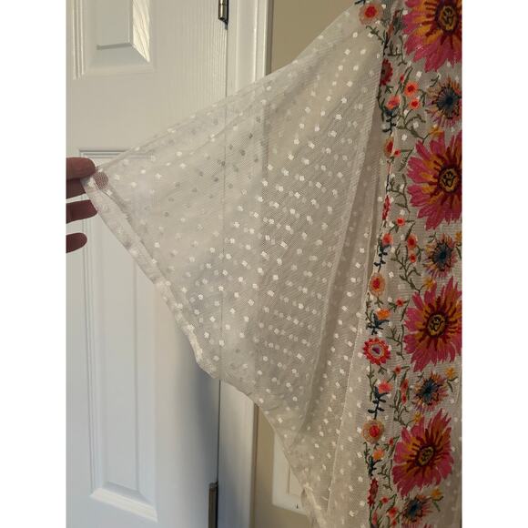 Umgee lace sheer floral embroidered kimono boho summer festival size s/m - Picture 4 of 6
